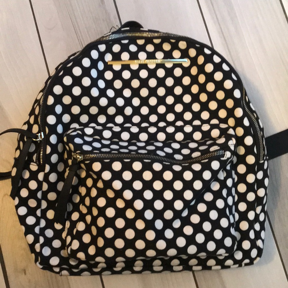 Steve Madden Black & White Polka Dot Backpack